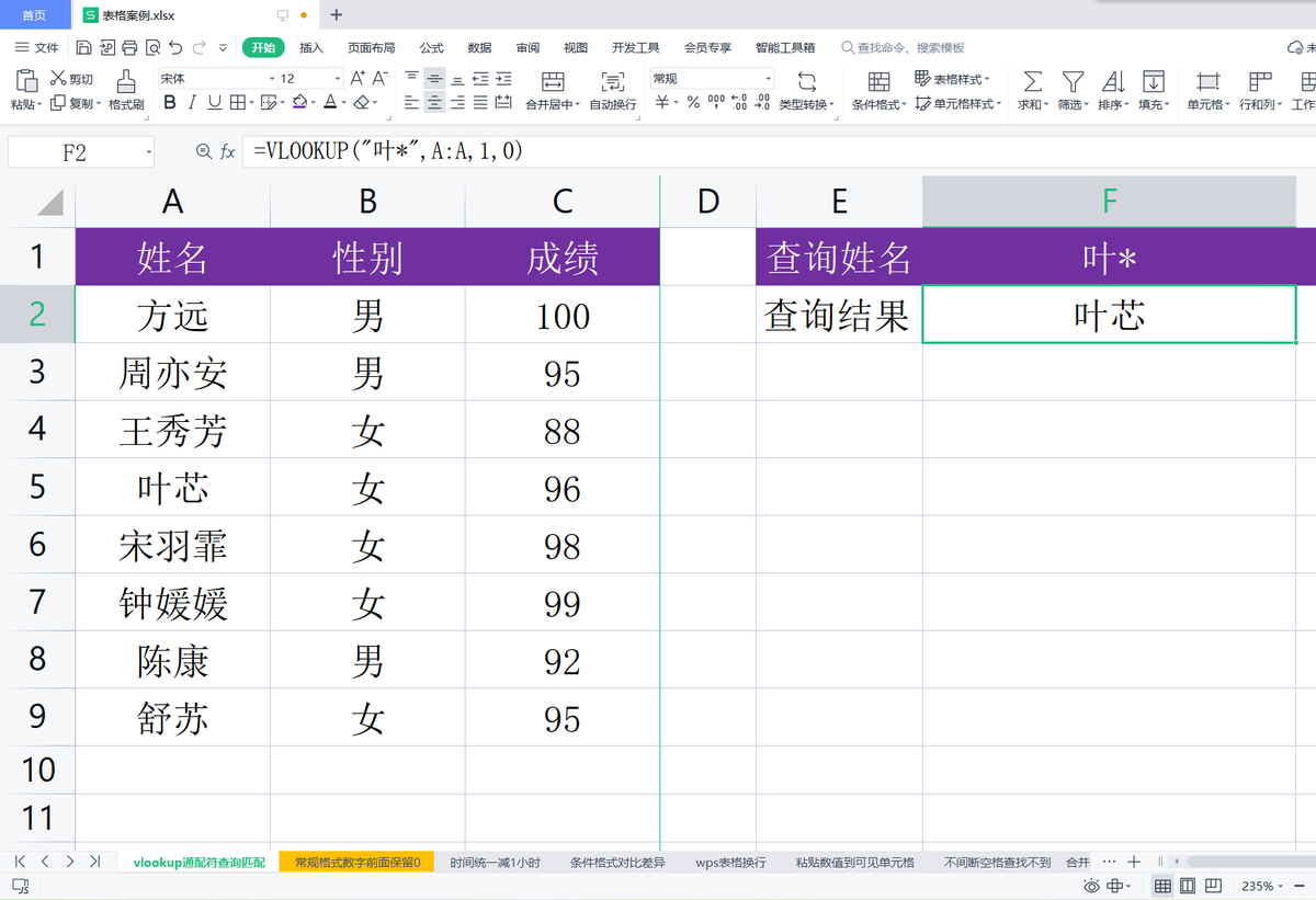 (wps匹配公式vlookup怎么用)wps表格:使用vlookup函数时如何运用通配符进行查询匹配? 第3张 (wps匹配公式vlookup怎么用)wps表格:使用vlookup函数时如何运用通配符进行查询匹配? 第3张