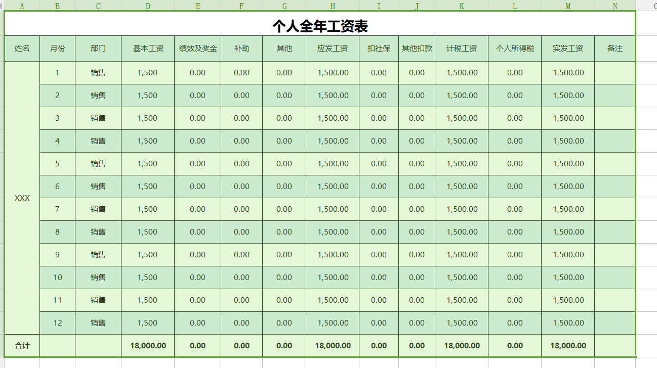 (工资表模板)部门骄傲!会计老张整理2020年最全工资表模板，全体员工疯狂膜拜  第5张