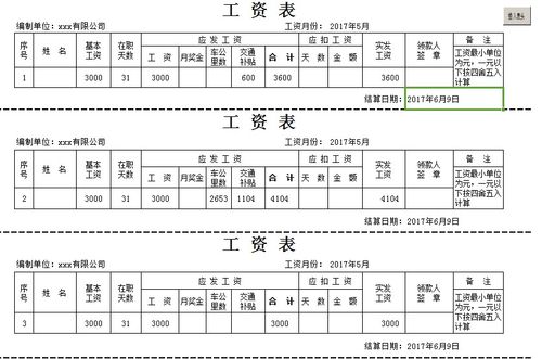 工资单模板,工资表模板 表格  第1张