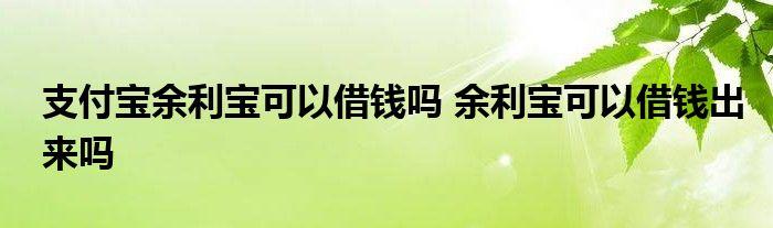 余利宝可以借钱出来吗,借钱应急3000微信转账  第1张