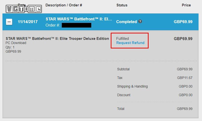 (ea退款流程)EA移除了《星球大战 战争前线2》的退款按钮?只是理解有偏差  第5张