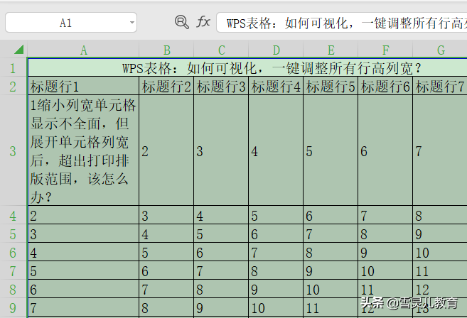 (wps表格如何设置列宽和行高)WPS表格:如何可视化,一键调整所有行高列宽? 第7张 (wps表格如何设置列宽和行高)WPS表格:如何可视化,一键调整所有行高列宽? 第7张