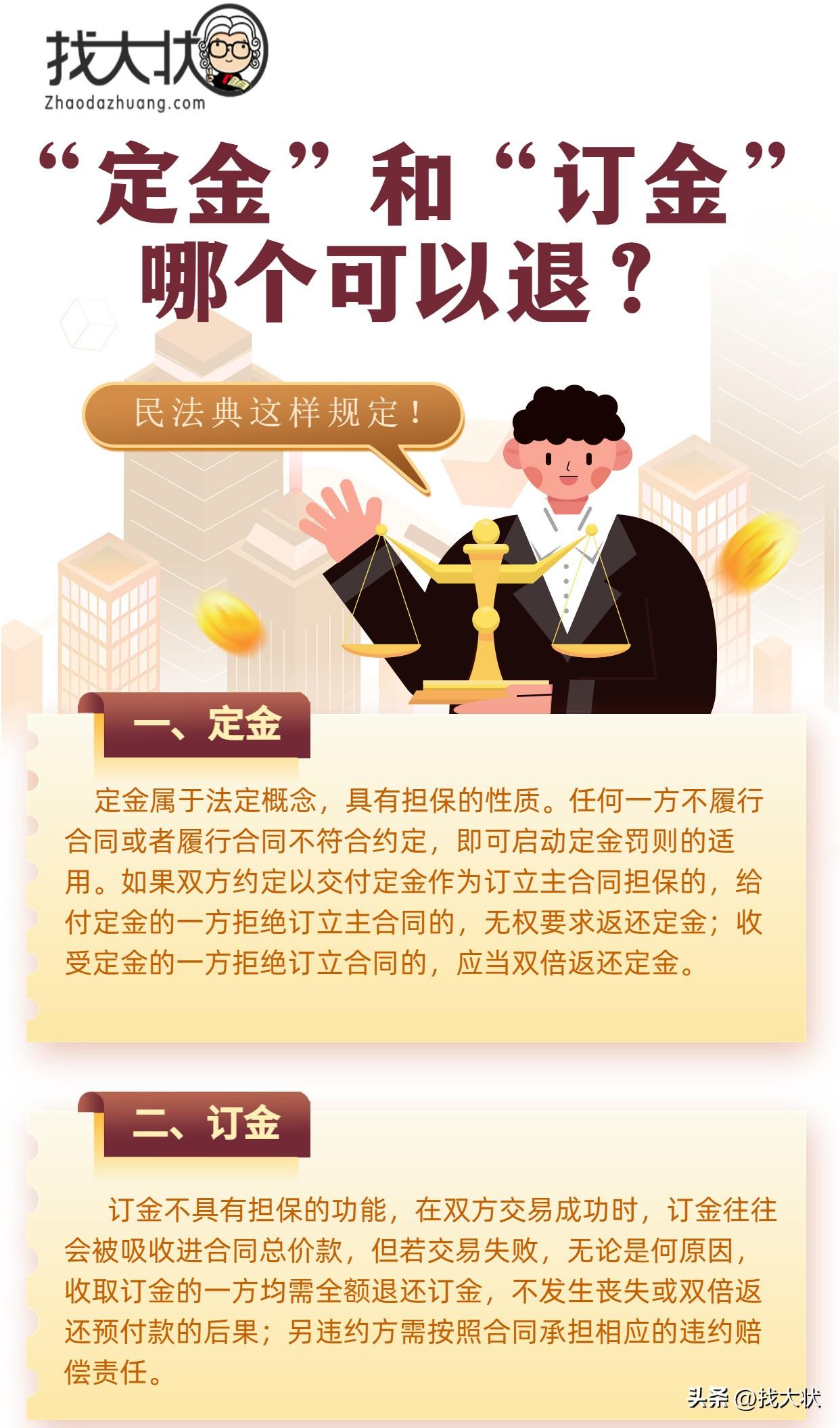 (定金和订金哪个能退哪个不能退)定金与订金有什么区别?哪个可以退?  第1张