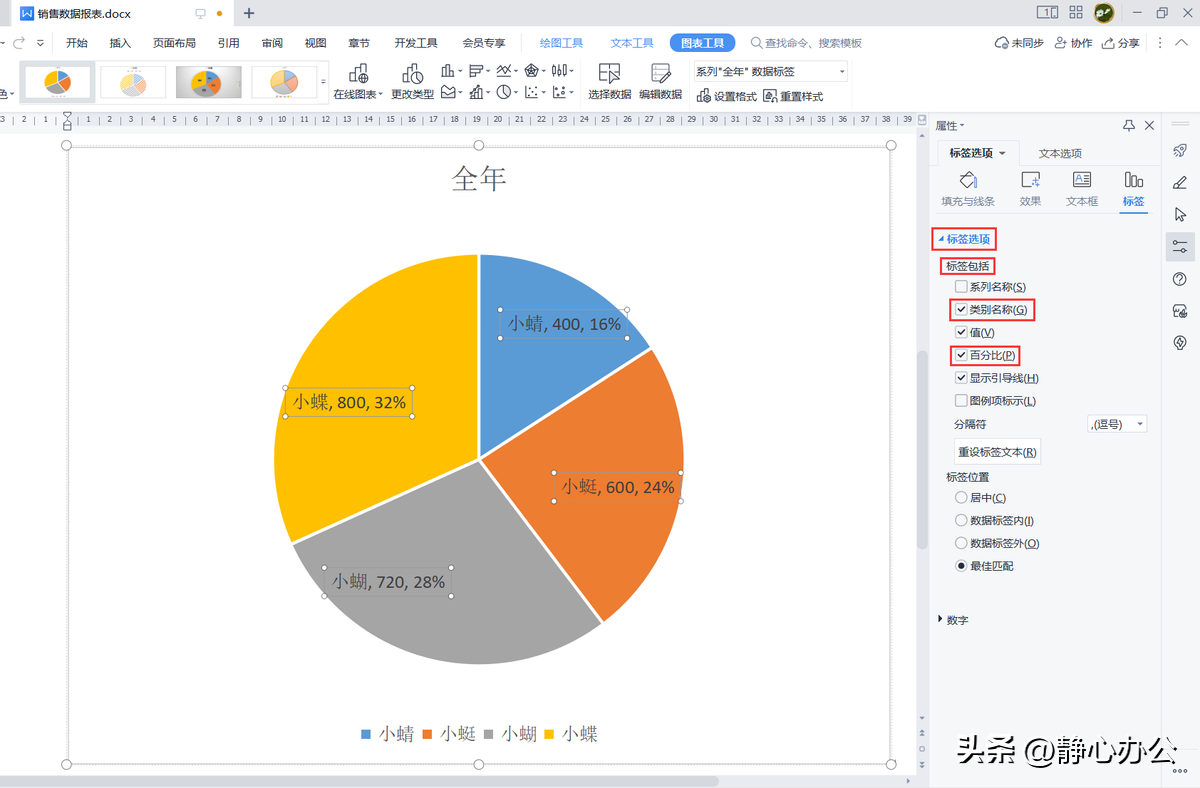 (wps如何插入图表)wps文字:如何在文档中制作饼图?  第14张